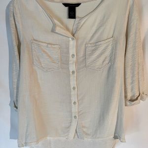 Calvin Klein button front top, cotton linen blend.   Size medium.